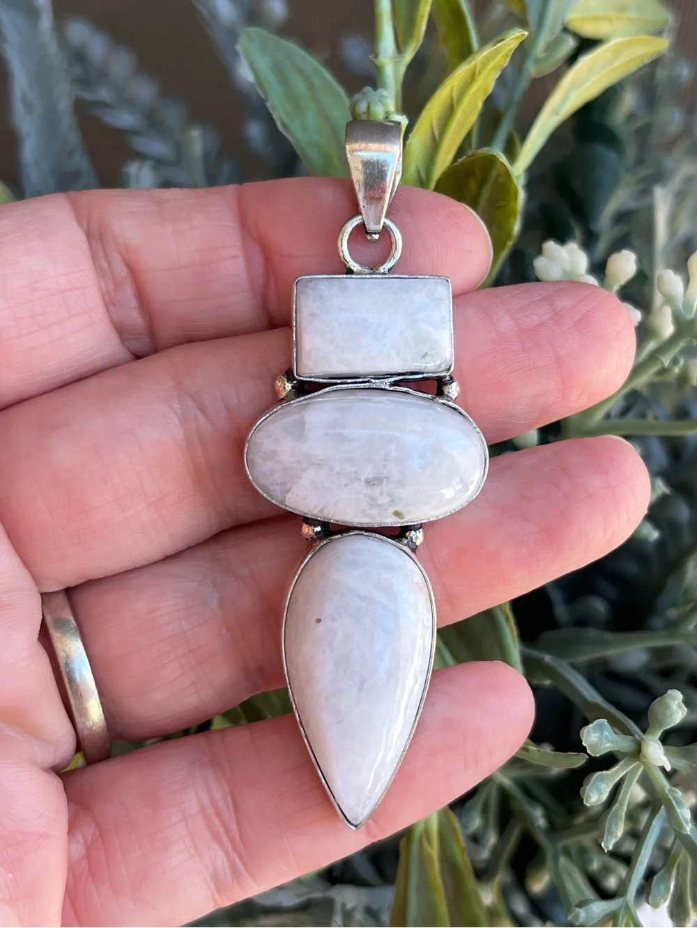 Handcrafted XL Moonstone 2.5” Silver Pendant